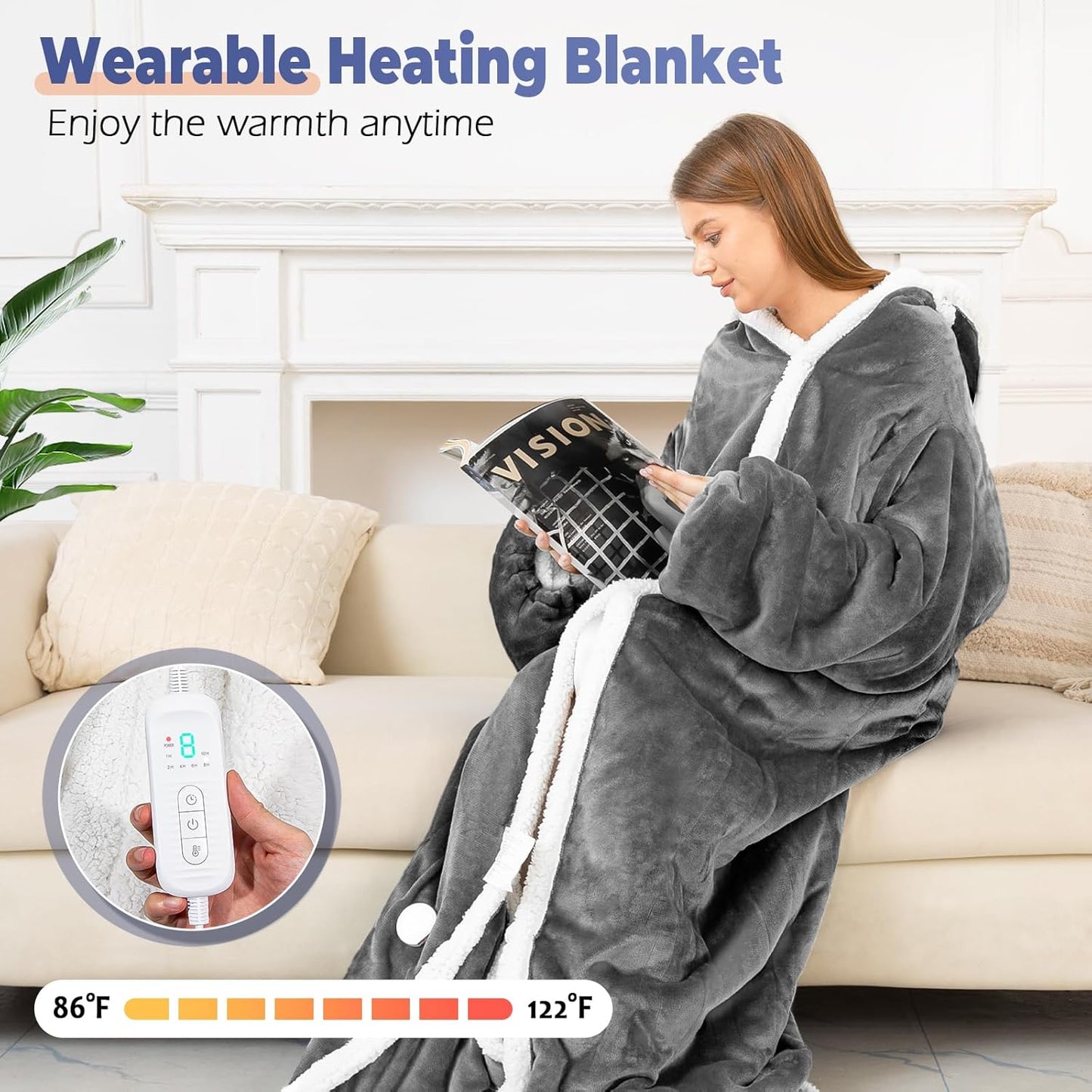 SnugWear™ Heated Wearable Blanket with Sleeves & Foot Pocket