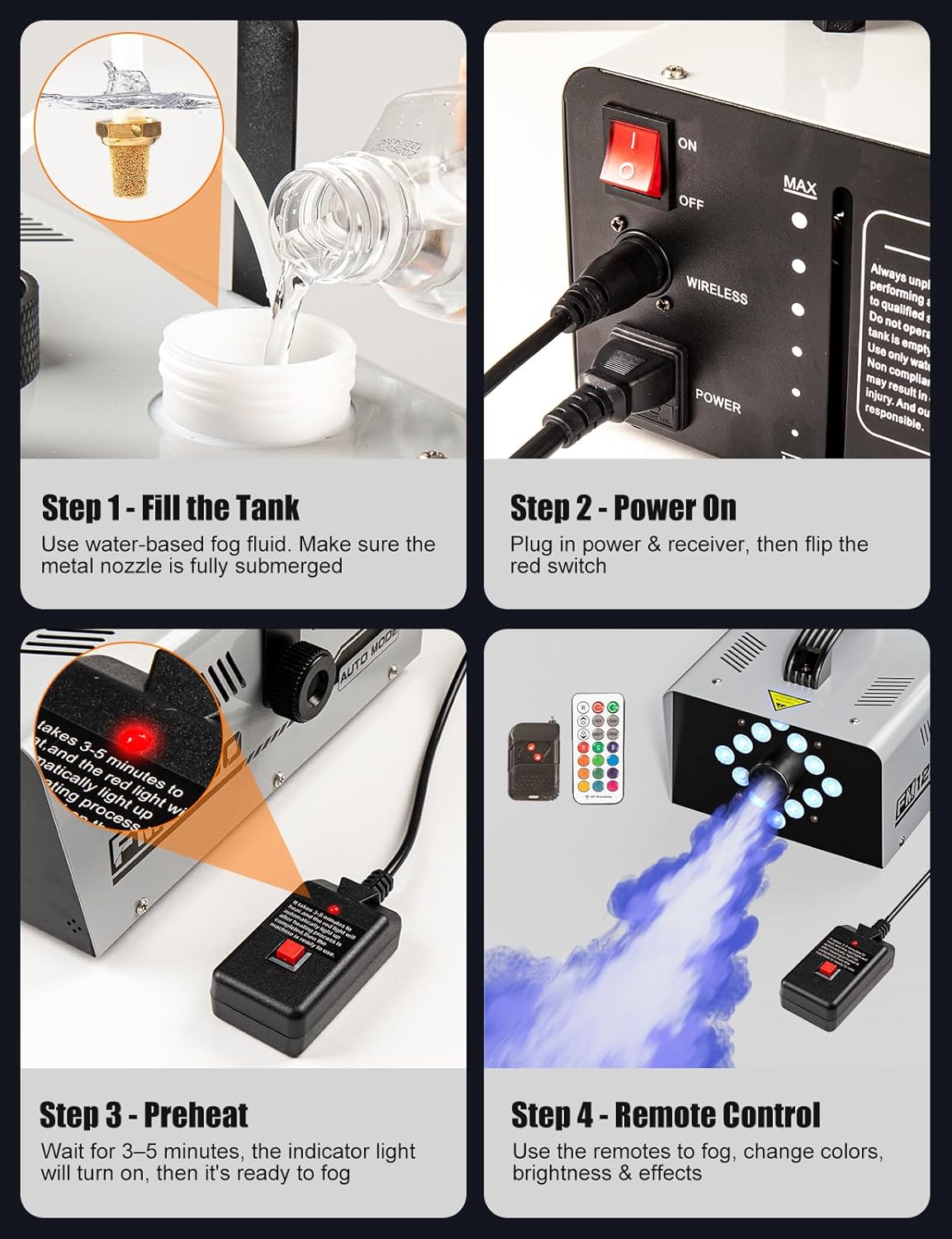 PhantomMist™ 1200W Halloween Fog Machine with LED Lights