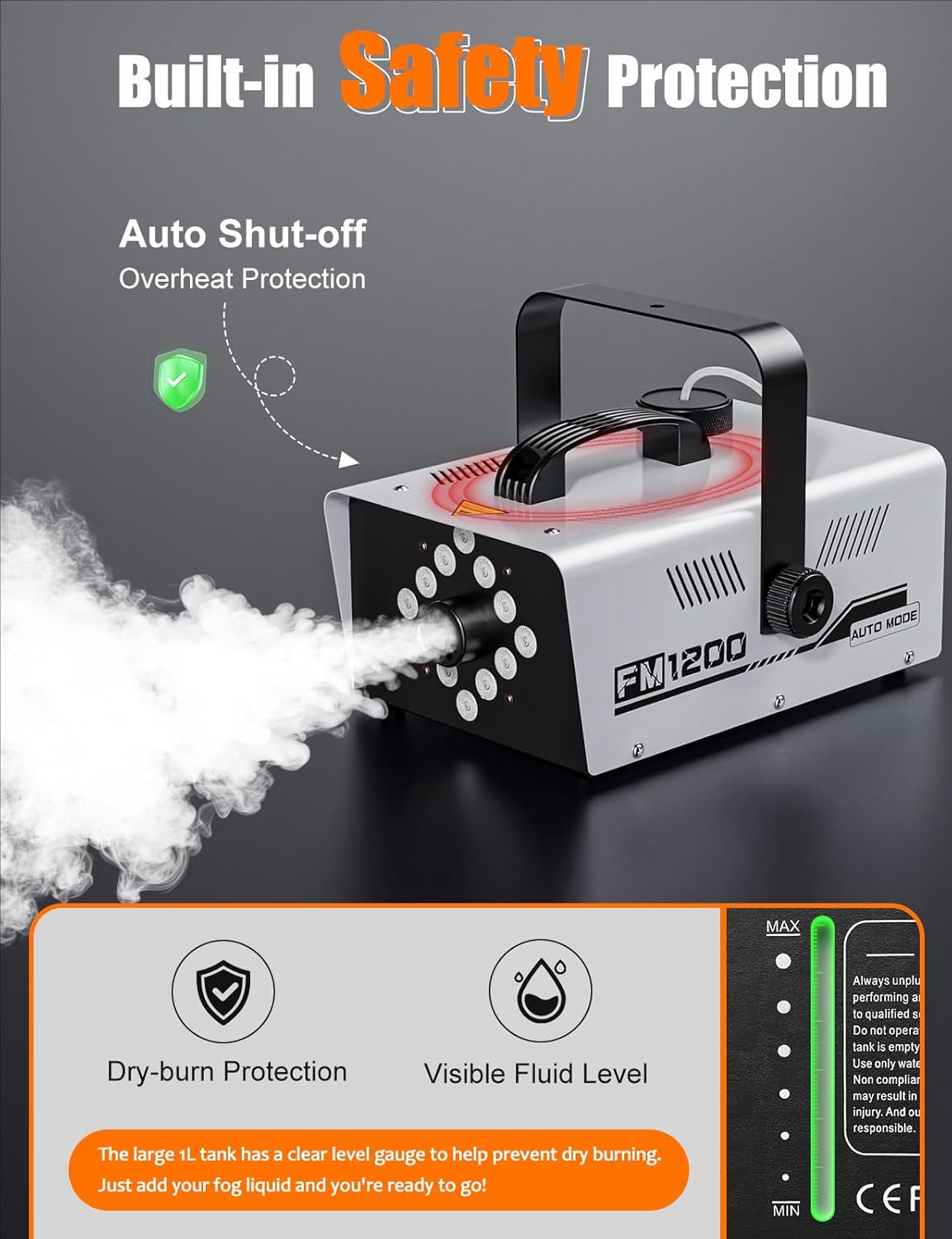 PhantomMist™ 1200W Halloween Fog Machine with LED Lights