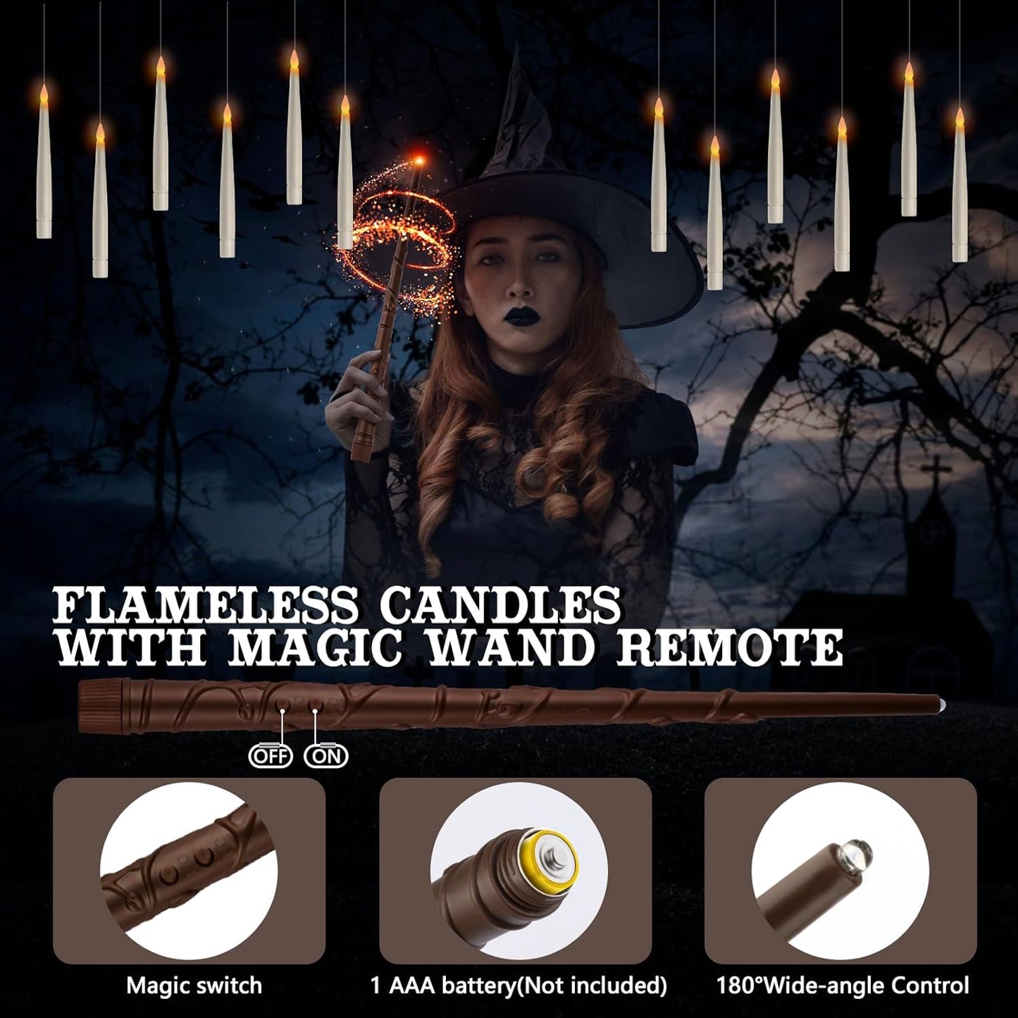 EnchantedGlow™ Floating LED Candles with Magic Wand