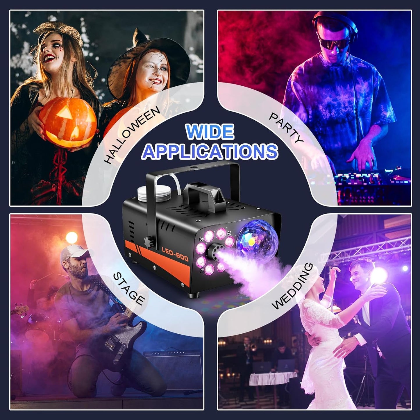 PhantomMist™ 1200W Halloween Fog Machine with LED Lights