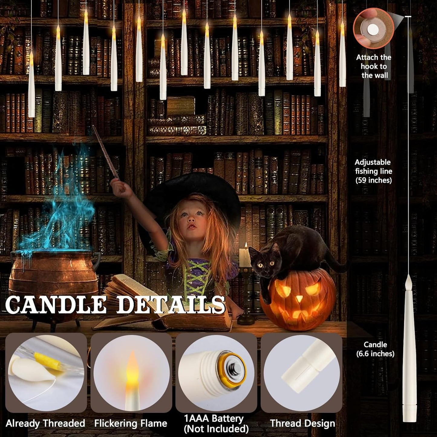 EnchantedGlow™ Floating LED Candles with Magic Wand