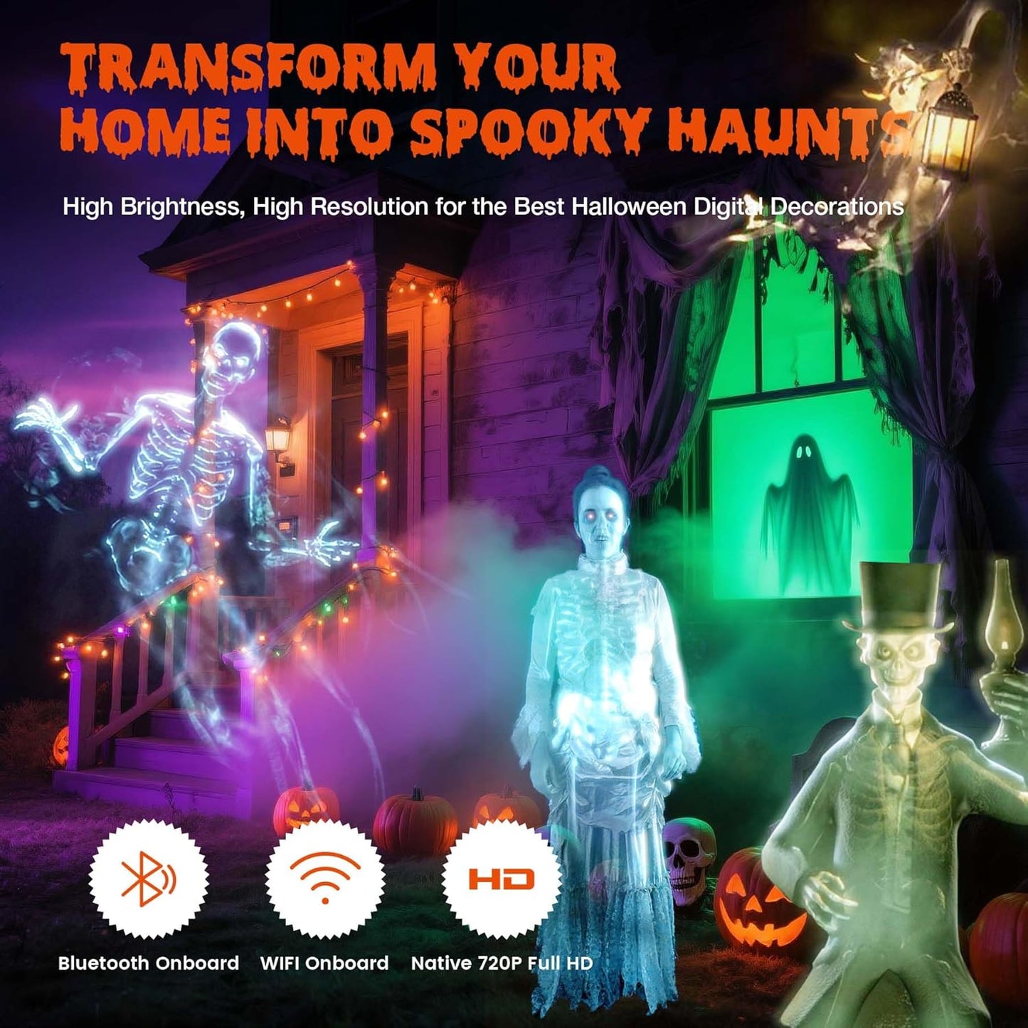 PhantomBeam™ Halloween Window Projector – Haunted Holograms in HD