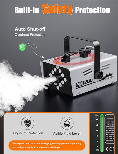 PhantomMist™ 1200W Halloween Fog Machine with LED Lights