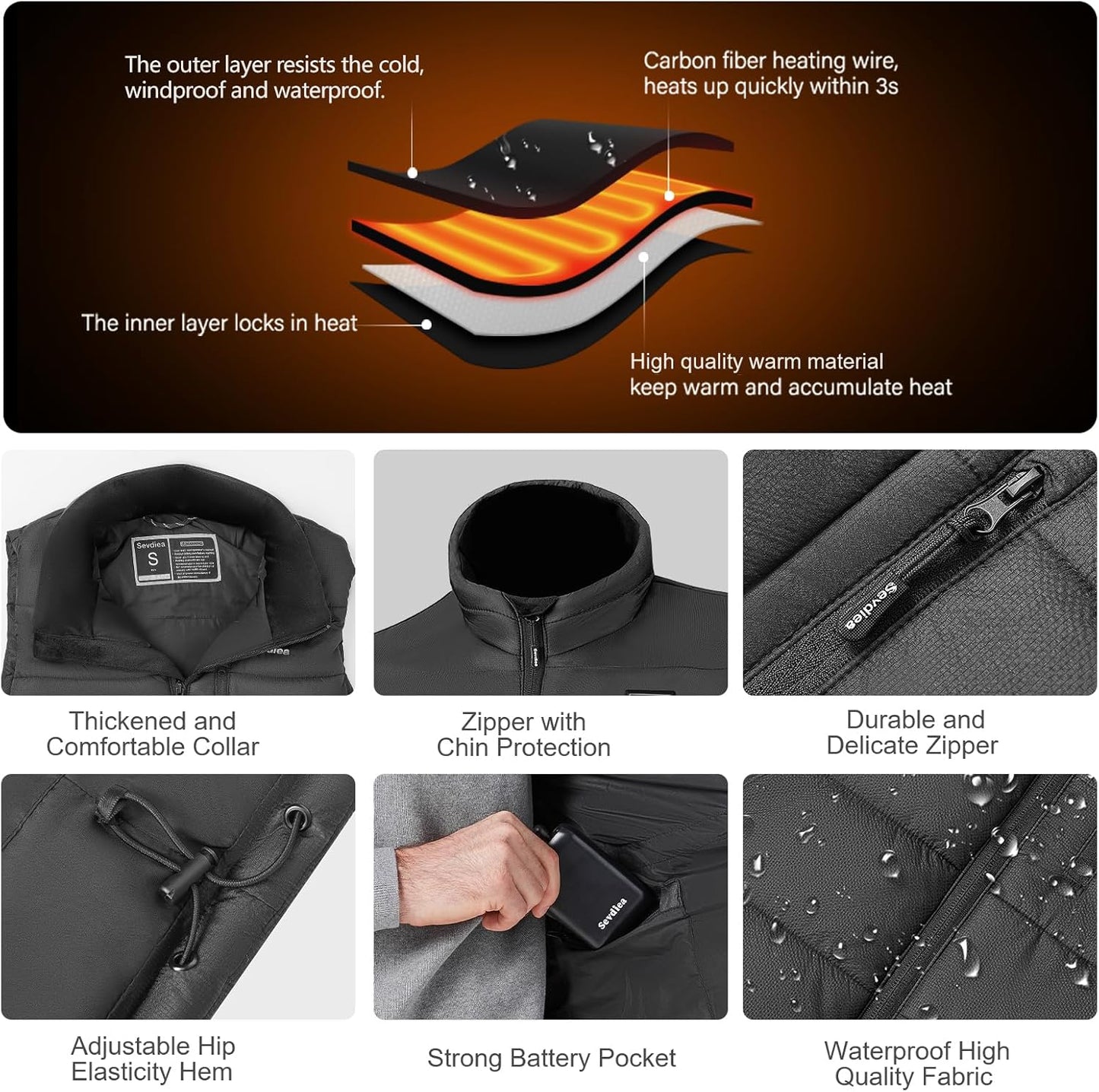 IronHeat™ Quilted Heated Vest for Men with Battery Pack
